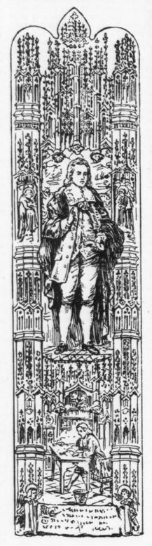 Cartoon of Centre Light of the Izaak Walton Memorial Window, St Dunstons-in-the-West, Fleet Street London, 1895
